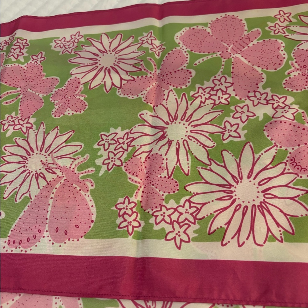 Lilly Pulitzer Pink and Green Floral Scarf
